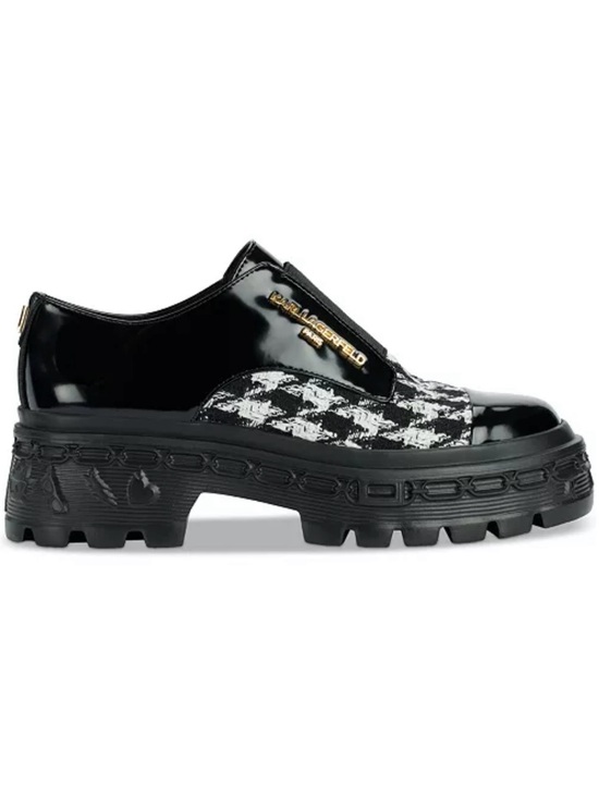 Karl Lagerfeld Shoes - Karl Lagerfeld Lakely Black Patent & Houndstooth Tweed Platform Loafer